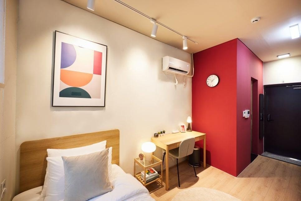 The Cove Seongsan studio room where Raquel stayed